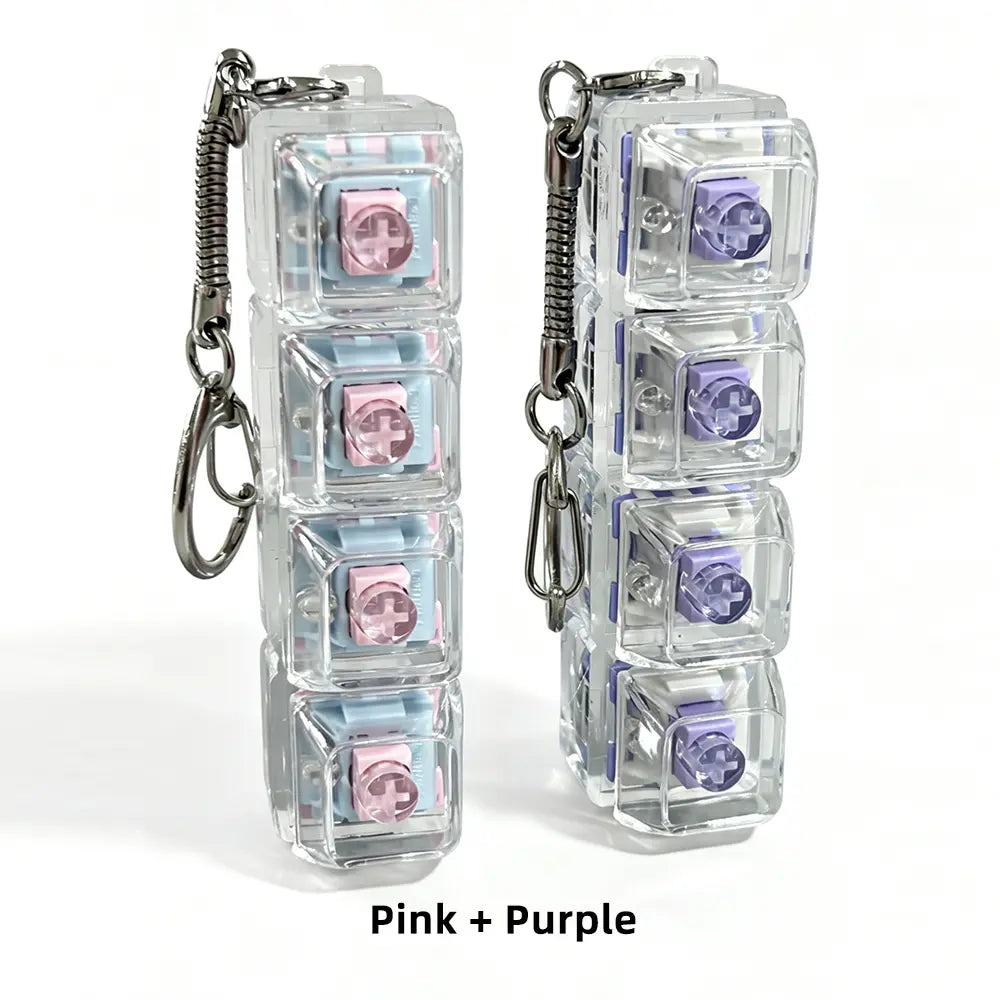 Stress-Relief Fidget Toy Mechanical Keyboard Fidget Clicker, Compact Design, Crystal Keycaps, LED Lights, Transparent Acrylic Keys, Christmas Gift Option, Fidget Toys, Calm Anxiety Portable Keychain