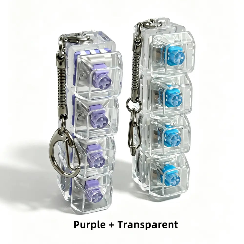 Stress-Relief Fidget Toy Mechanical Keyboard Fidget Clicker, Compact Design, Crystal Keycaps, LED Lights, Transparent Acrylic Keys, Christmas Gift Option, Fidget Toys, Calm Anxiety Portable Keychain