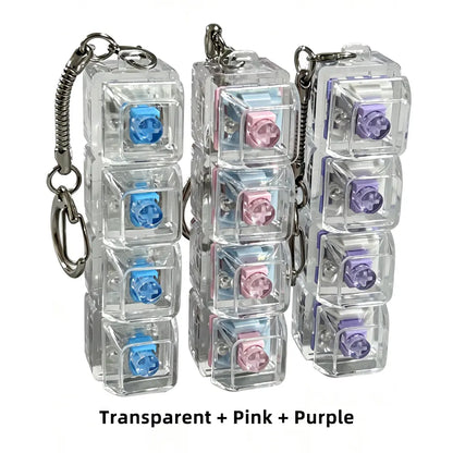 Stress-Relief Fidget Toy Mechanical Keyboard Fidget Clicker, Compact Design, Crystal Keycaps, LED Lights, Transparent Acrylic Keys, Christmas Gift Option, Fidget Toys, Calm Anxiety Portable Keychain