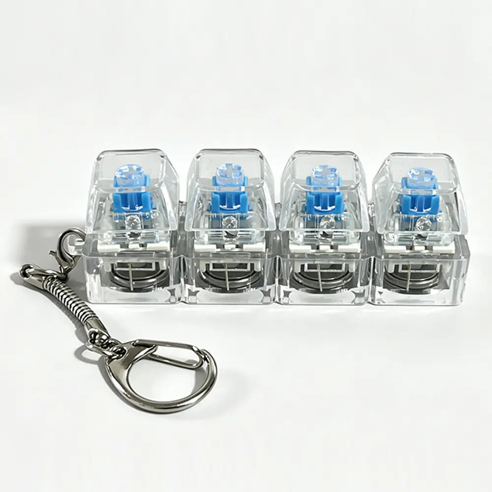 Stress-Relief Fidget Toy Mechanical Keyboard Fidget Clicker, Compact Design, Crystal Keycaps, LED Lights, Transparent Acrylic Keys, Christmas Gift Option, Fidget Toys, Calm Anxiety Portable Keychain