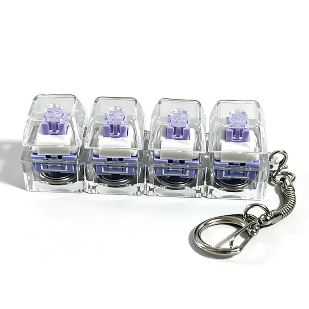 Stress-Relief Fidget Toy Mechanical Keyboard Fidget Clicker, Compact Design, Crystal Keycaps, LED Lights, Transparent Acrylic Keys, Christmas Gift Option, Fidget Toys, Calm Anxiety Portable Keychain