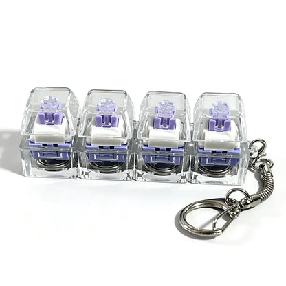 Stress-Relief Fidget Toy Mechanical Keyboard Fidget Clicker, Compact Design, Crystal Keycaps, LED Lights, Transparent Acrylic Keys, Christmas Gift Option, Fidget Toys, Calm Anxiety Portable Keychain
