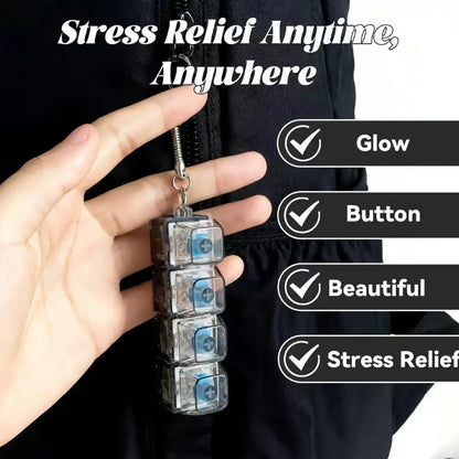 Stress-Relief Fidget Toy Mechanical Keyboard Fidget Clicker, Compact Design, Crystal Keycaps, LED Lights, Transparent Acrylic Keys, Christmas Gift Option, Fidget Toys, Calm Anxiety Portable Keychain