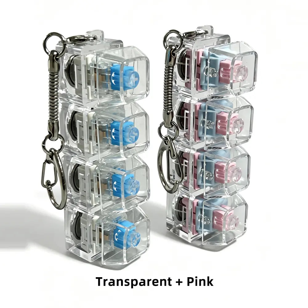 Stress-Relief Fidget Toy Mechanical Keyboard Fidget Clicker, Compact Design, Crystal Keycaps, LED Lights, Transparent Acrylic Keys, Christmas Gift Option, Fidget Toys, Calm Anxiety Portable Keychain