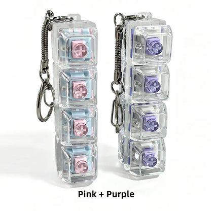 Stress-Relief Fidget Toy Mechanical Keyboard Fidget Clicker, Compact Design, Crystal Keycaps, LED Lights, Transparent Acrylic Keys, Christmas Gift Option, Fidget Toys, Calm Anxiety Portable Keychain