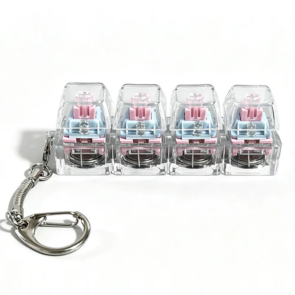 Stress-Relief Fidget Toy Mechanical Keyboard Fidget Clicker, Compact Design, Crystal Keycaps, LED Lights, Transparent Acrylic Keys, Christmas Gift Option, Fidget Toys, Calm Anxiety Portable Keychain