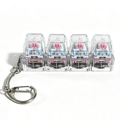 Stress-Relief Fidget Toy Mechanical Keyboard Fidget Clicker, Compact Design, Crystal Keycaps, LED Lights, Transparent Acrylic Keys, Christmas Gift Option, Fidget Toys, Calm Anxiety Portable Keychain