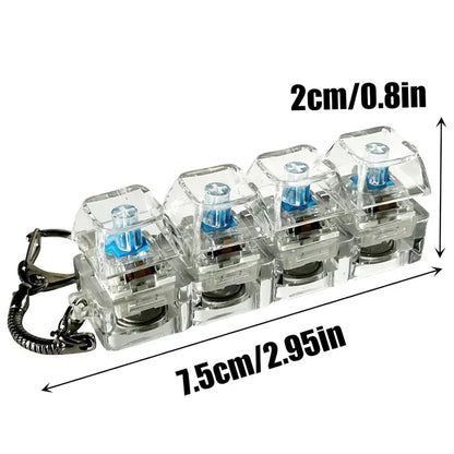 Stress-Relief Fidget Toy Mechanical Keyboard Fidget Clicker, Compact Design, Crystal Keycaps, LED Lights, Transparent Acrylic Keys, Christmas Gift Option, Fidget Toys, Calm Anxiety Portable Keychain