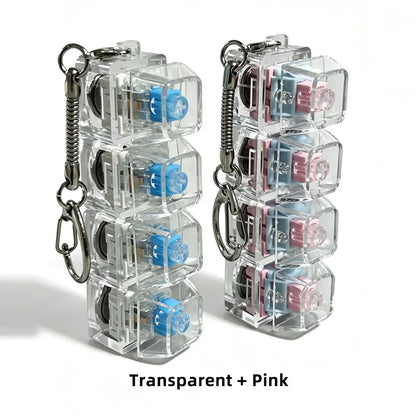 Stress-Relief Fidget Toy Mechanical Keyboard Fidget Clicker, Compact Design, Crystal Keycaps, LED Lights, Transparent Acrylic Keys, Christmas Gift Option, Fidget Toys, Calm Anxiety Portable Keychain